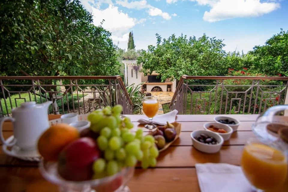 Villa balcony with countryside view